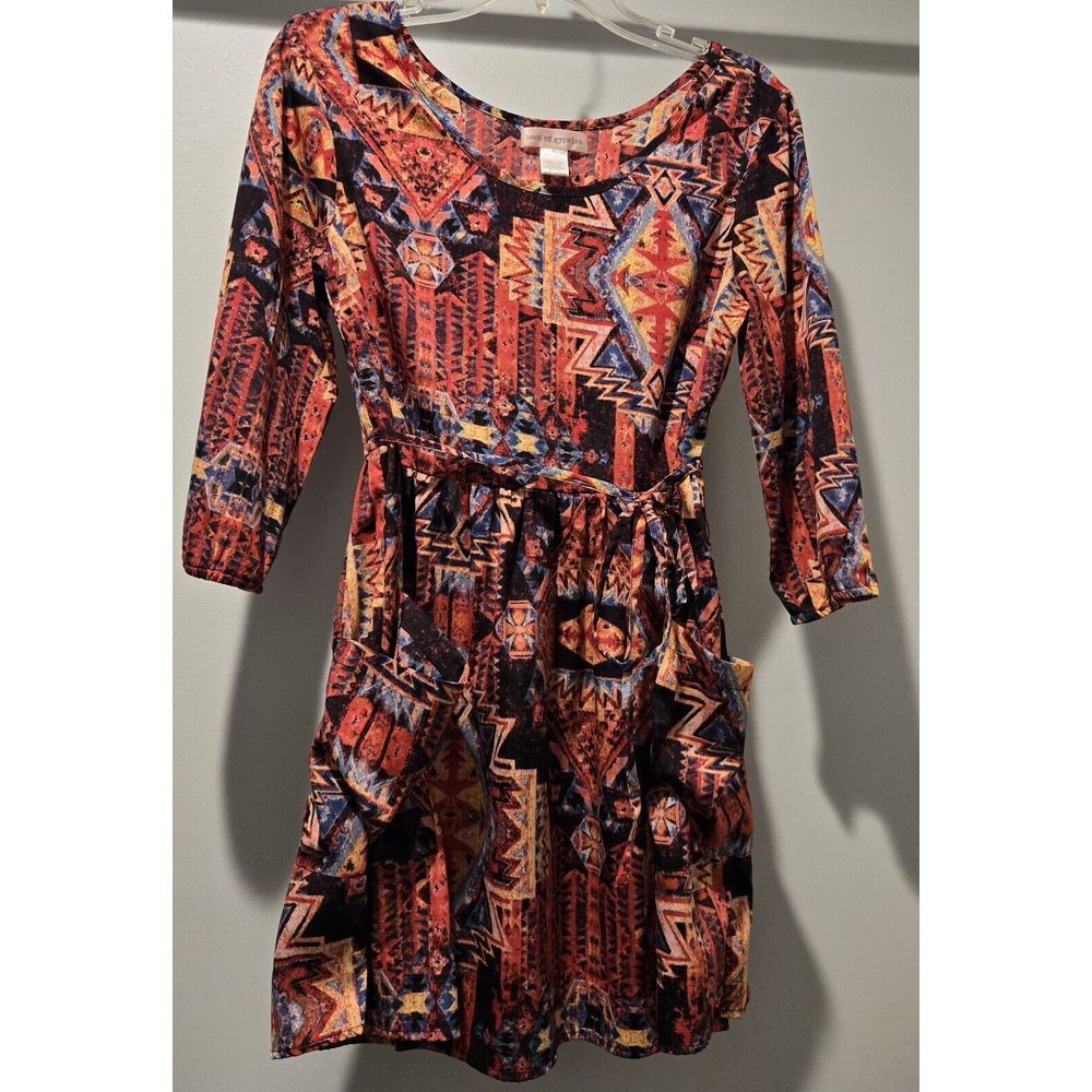 Band of Gypsies Geometric dress womens size XS 100% Polyester Pockets